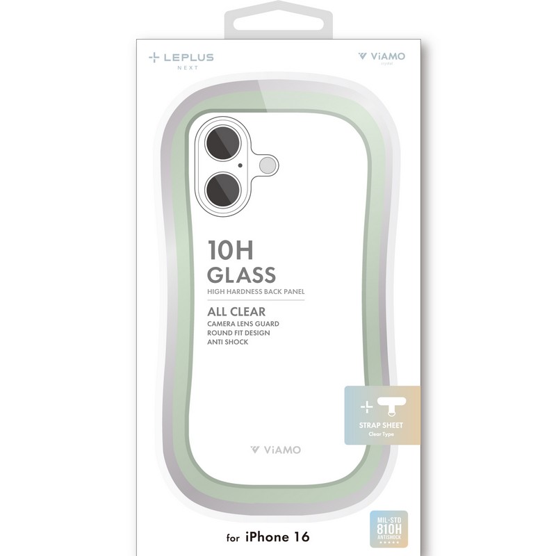 iPhone 16 耐傷・耐衝撃ハイブリッドケース 「ViAMO crystal」 グリーン