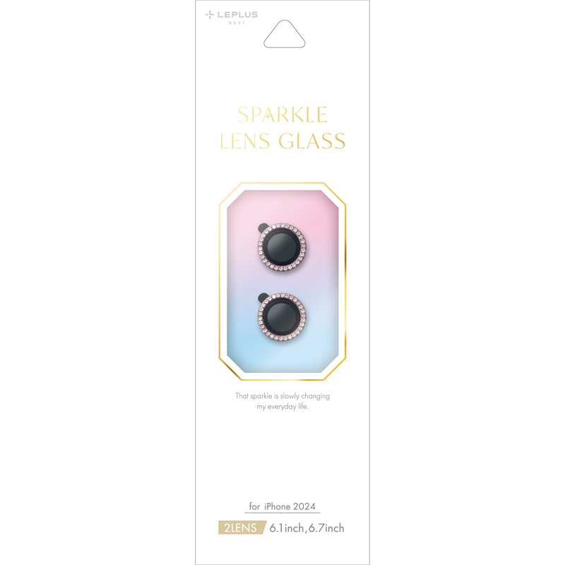 iPhone 16/iPhone 16 Plus レンズ保護ガラスフィルム 「SPARKLE LENS GLASS」ピンク