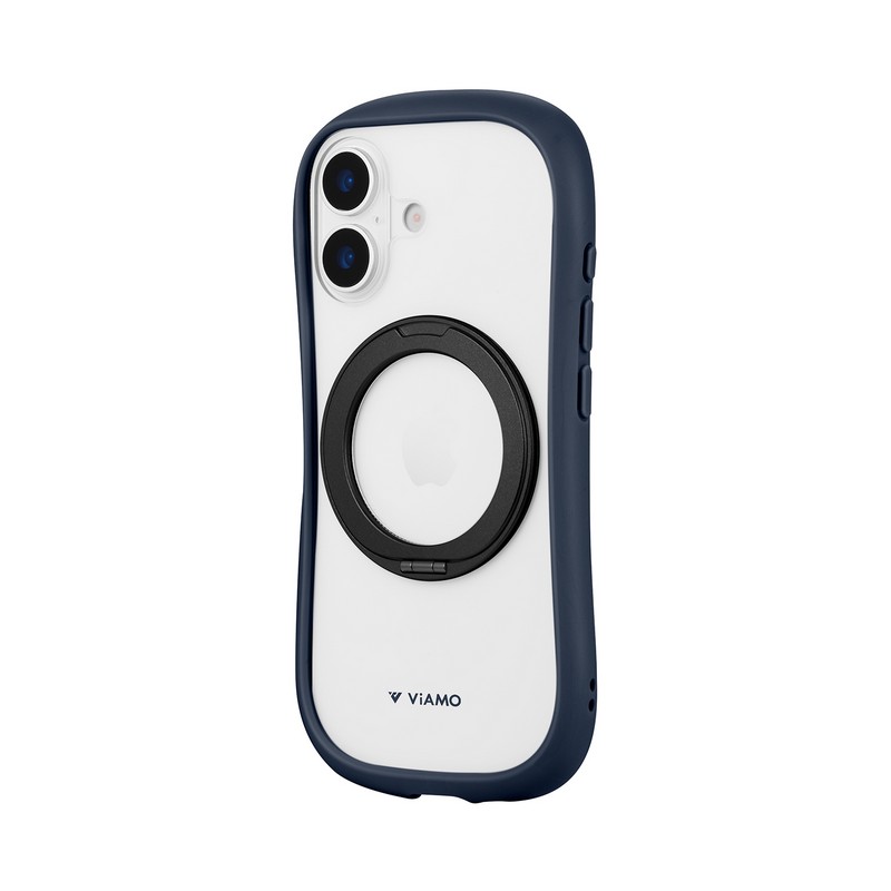 iPhone 17 360度回転スタンド付き耐傷・耐衝撃ハイブリッドケース 「ViAMO mag swing」 ネイビー