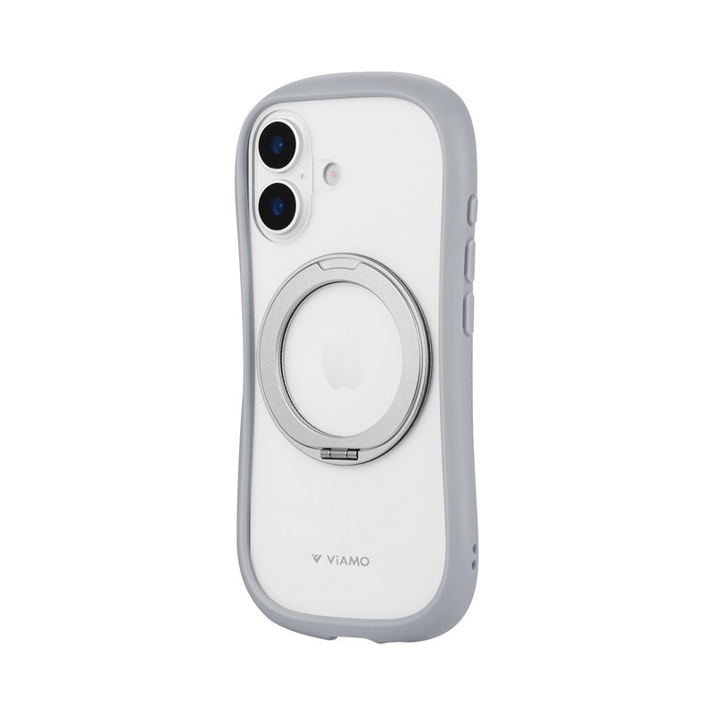 iPhone 17 360度回転スタンド付き耐傷・耐衝撃ハイブリッドケース 「ViAMO mag swing」 ライトグレー
