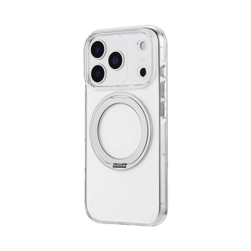 iPhone 17 Pro 360度回転スタンド付き超透明ハードケース 「MASTER CLEAR mag swing」 クリア/シルバー