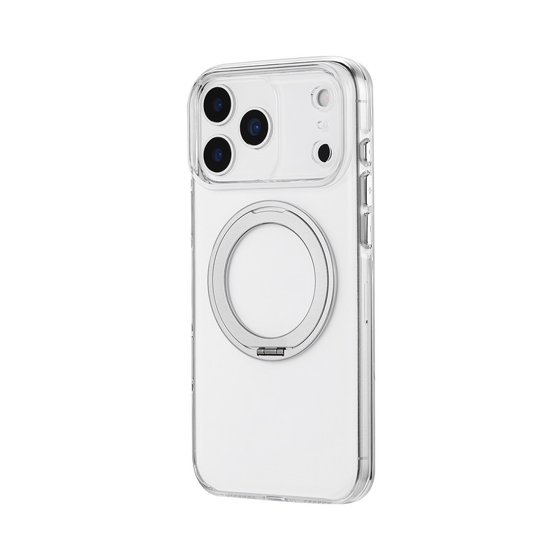 iPhone 17 Pro Max 360度回転スタンド付き超透明ハードケース 「MASTER CLEAR mag swing」 クリア/シルバー