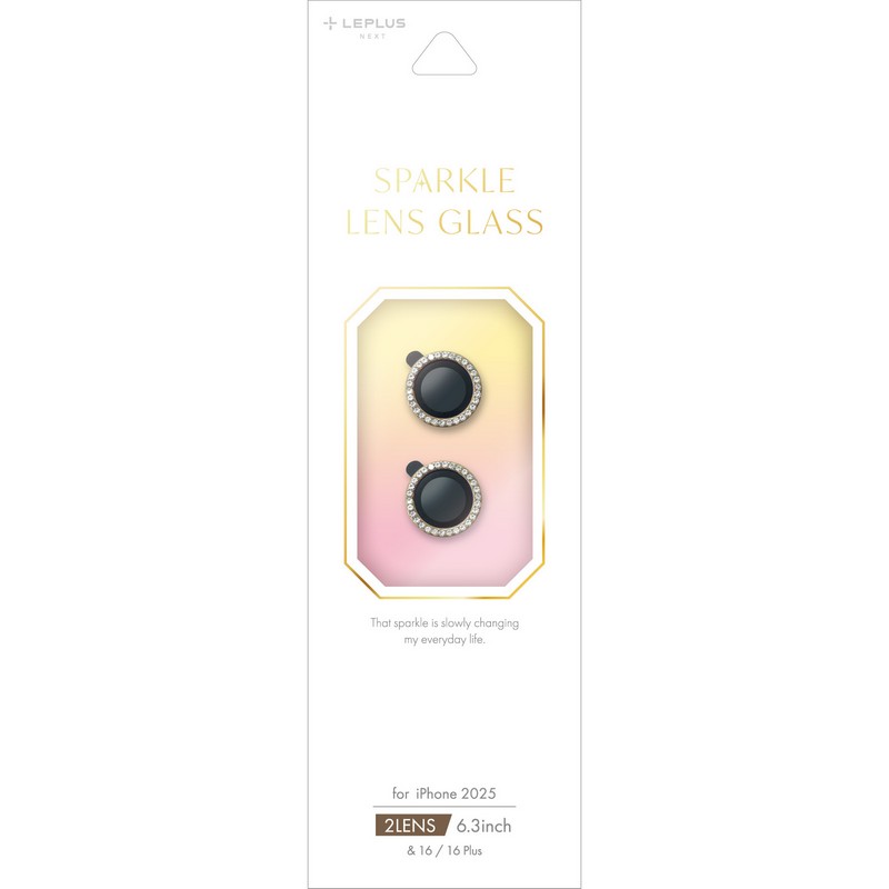 iPhone 17/iPhone 16/16 Plus レンズ保護ガラスフィルム「SPARKLE LENS GLASS」 ゴールド