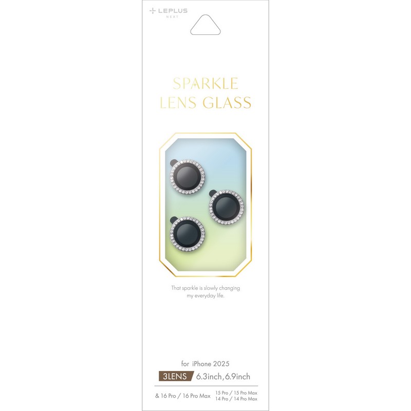 iPhone 17 Pro/17 Pro Max/iPhone 16 Pro/16 Pro Max/15 Pro/15 Pro Max/14 Pro/14 Pro Max レンズ保護ガラスフィルム「SPARKLE LENS GLASS」 シルバー