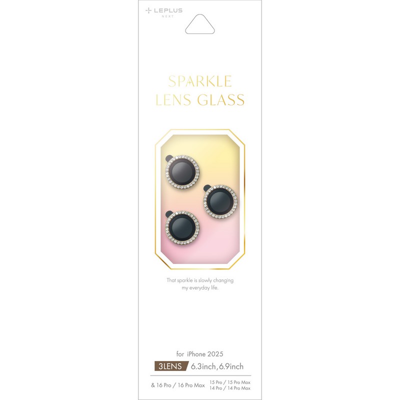 iPhone 17 Pro/17 Pro Max/iPhone 16 Pro/16 Pro Max/15 Pro/15 Pro Max/14 Pro/14 Pro Max レンズ保護ガラスフィルム「SPARKLE LENS GLASS」 ゴールド