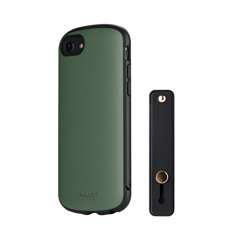 iPhone SE (第3世代)/SE (第2世代)/8/7/6s/6 超軽量・極薄・耐衝撃ハイブリッドケース「PALLET AIR」 マットカーキ (スマホベルト付属)