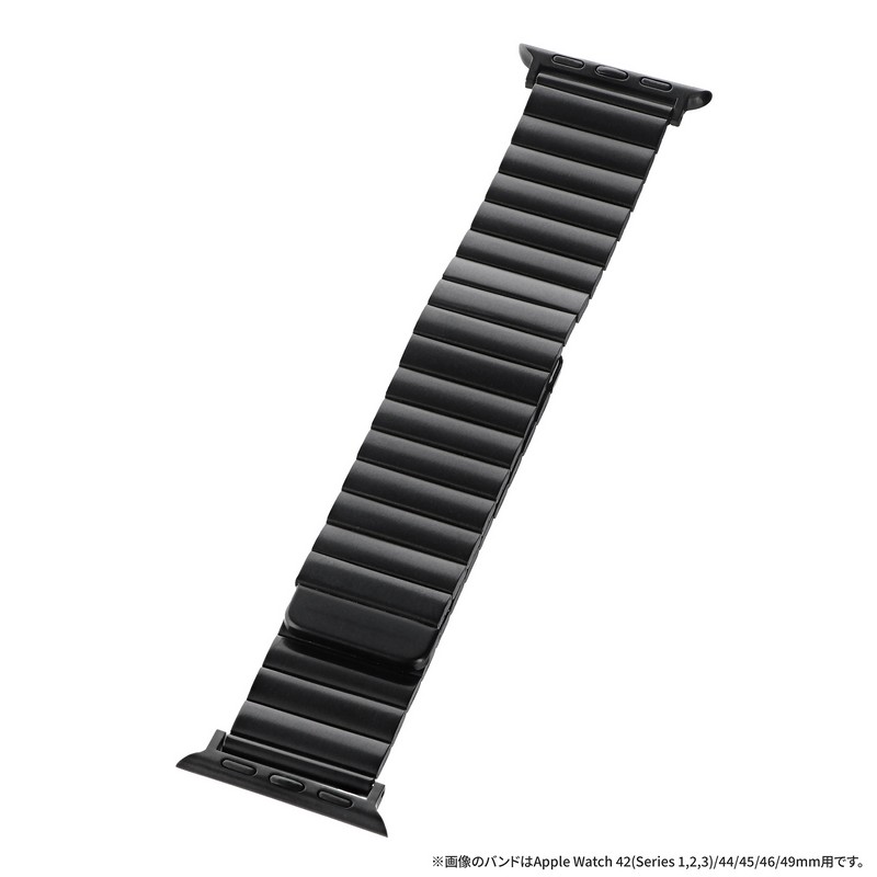 Apple Watch 38/40/41/42mm バンド 「CORVIN」 マグネットブロックメタルバンド ブラック