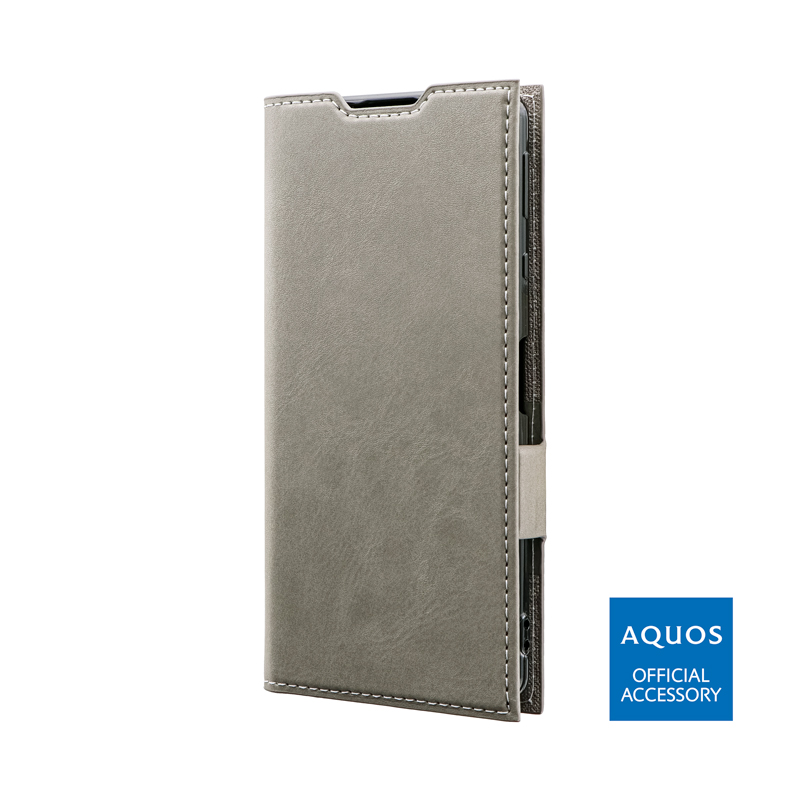 AQUOS sense4 SH-41A / AQUOS sense4 lite SH-RM15 / AQUOS sense4 basic A003SH / AQUOS sense5G SH-53A/SHG03 薄型PUレザーフラップケース「PRIME」 グレー