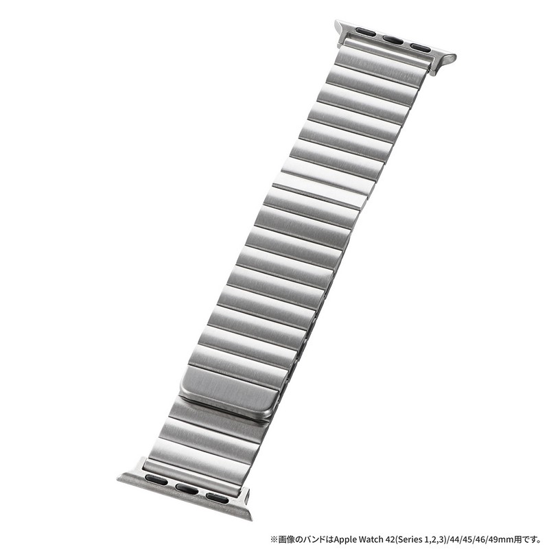 Apple Watch 38/40/41/42mm バンド 「CORVIN」 マグネットブロックメタルバンド シルバー