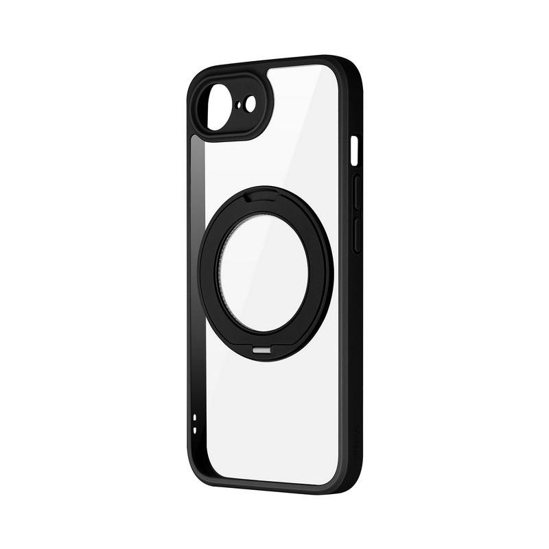 iPhone 17e/iPhone 16e 360度回転スタンド付き耐衝撃ハイブリッドケース 「Velta mag swing」 ブラック