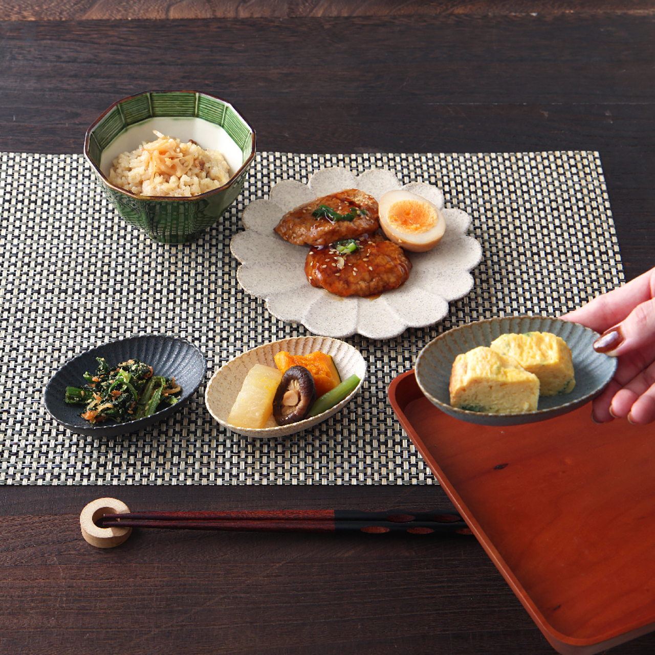 サンド線筋楕円豆皿 (3色)