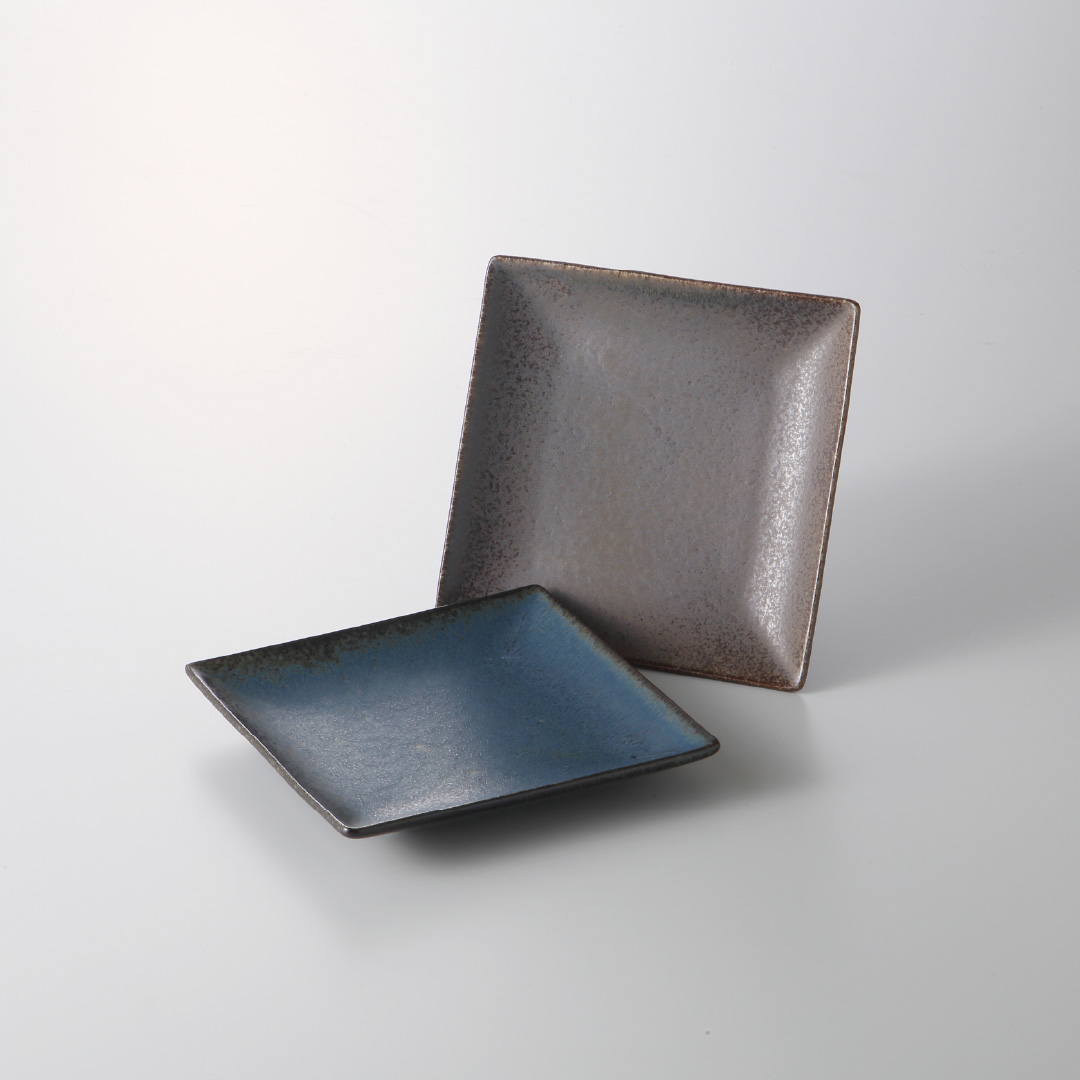 粉引14㎝スクエアプレート　(2色)