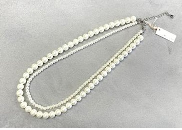 N209929 8㎜ﾊﾟｰﾙ×4㎜ﾊﾟｰﾙﾈｯｸﾚｽ2連 WH