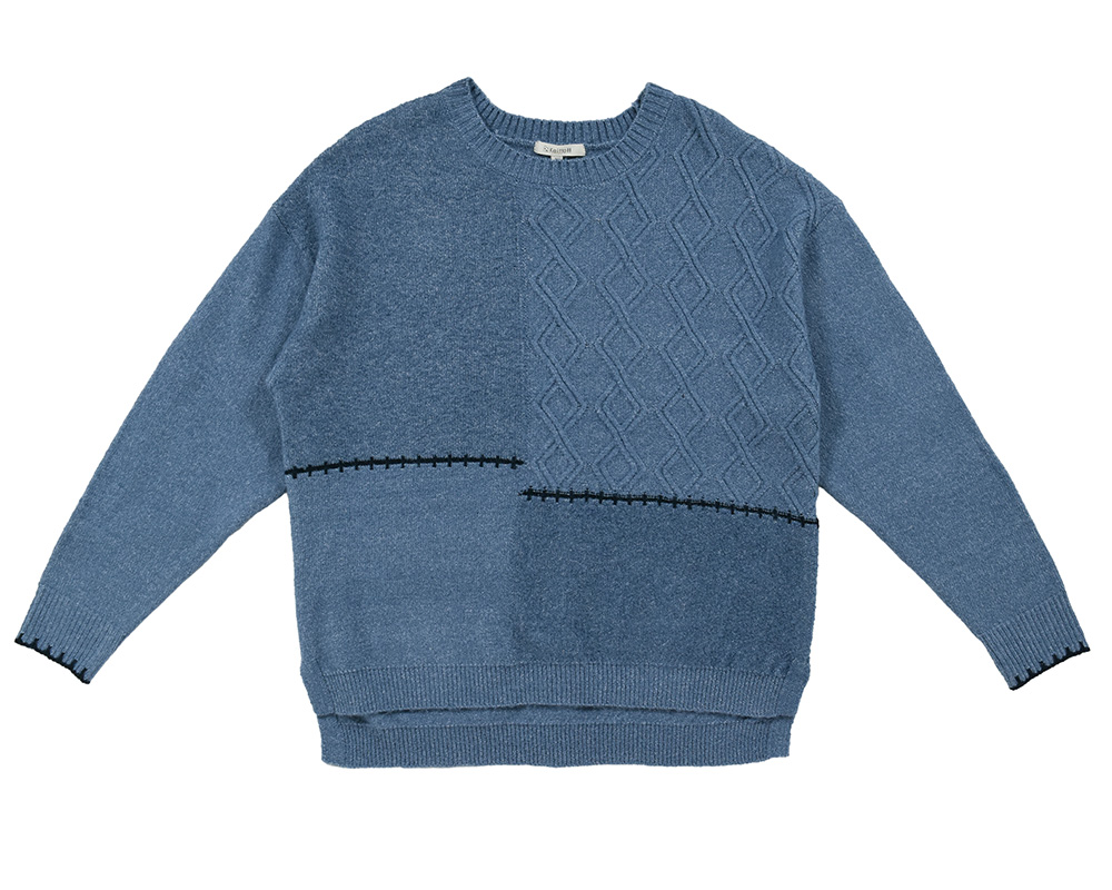 編地切り替えﾌﾞﾗﾝｹｯﾄｽﾃｯﾁ入りﾆｯﾄPO