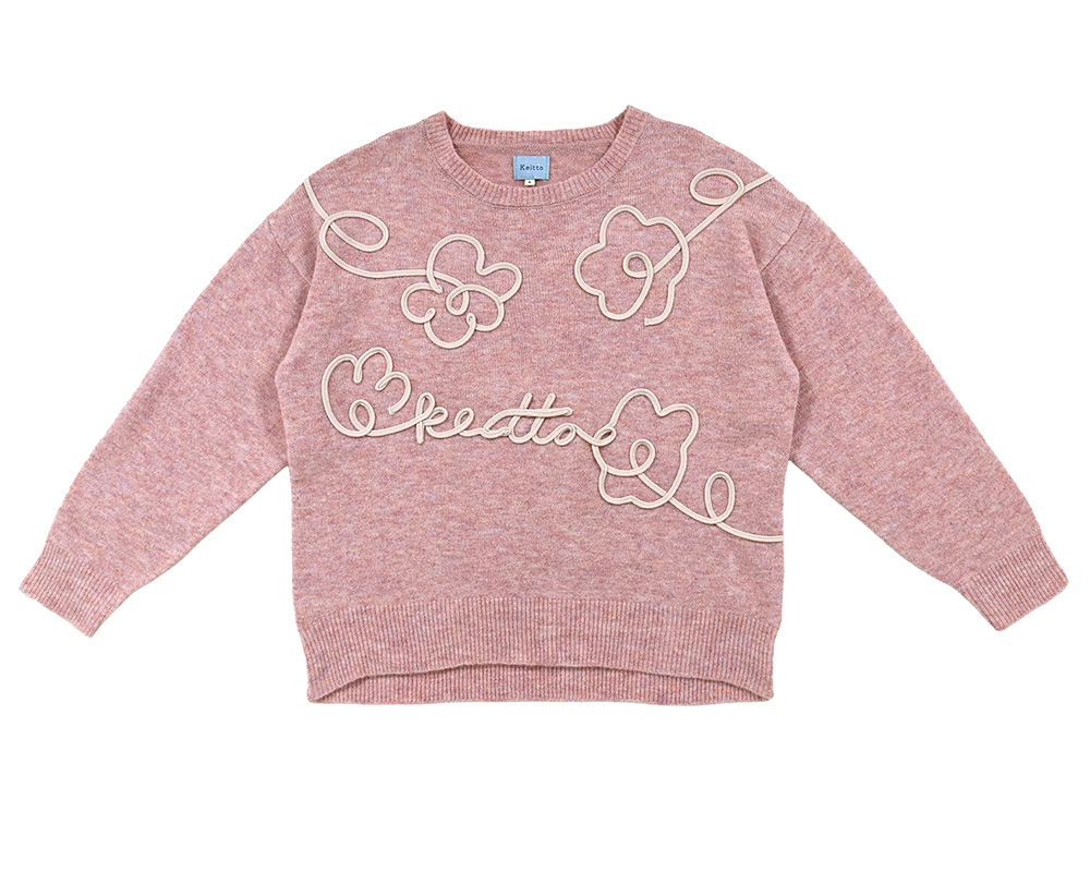 つながるお花のｺｰﾄﾞ刺繍ﾆｯﾄPO