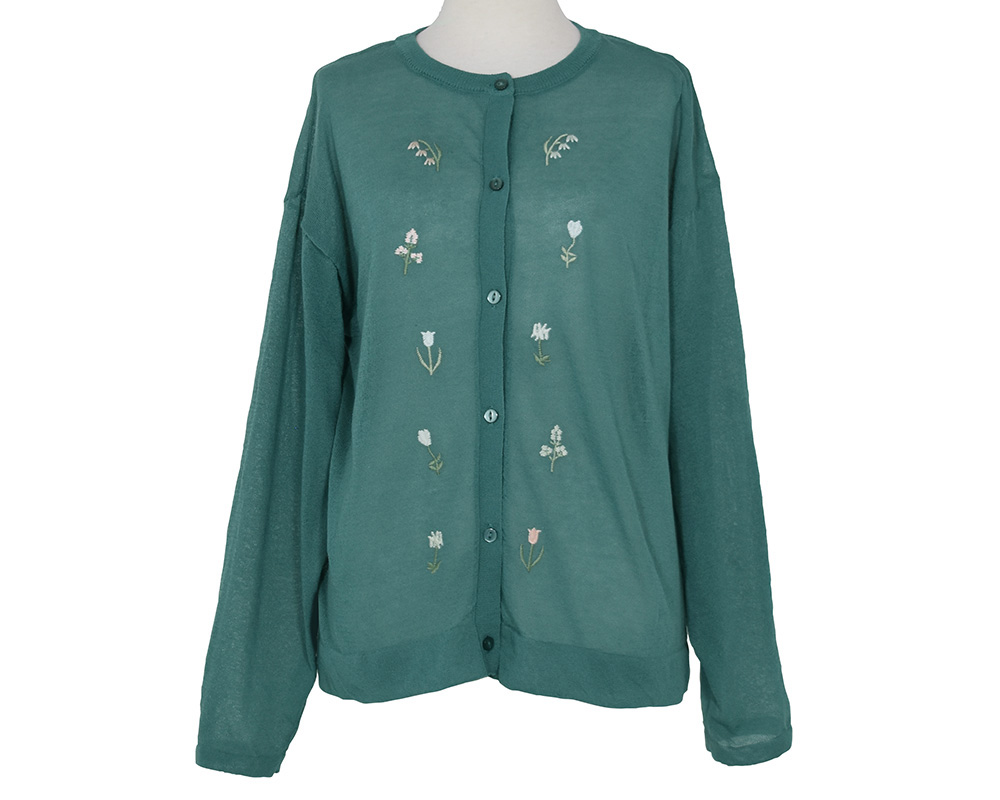 草花刺繍ｼｱｰﾆｯﾄｶｰﾃﾞｨｶﾞﾝ