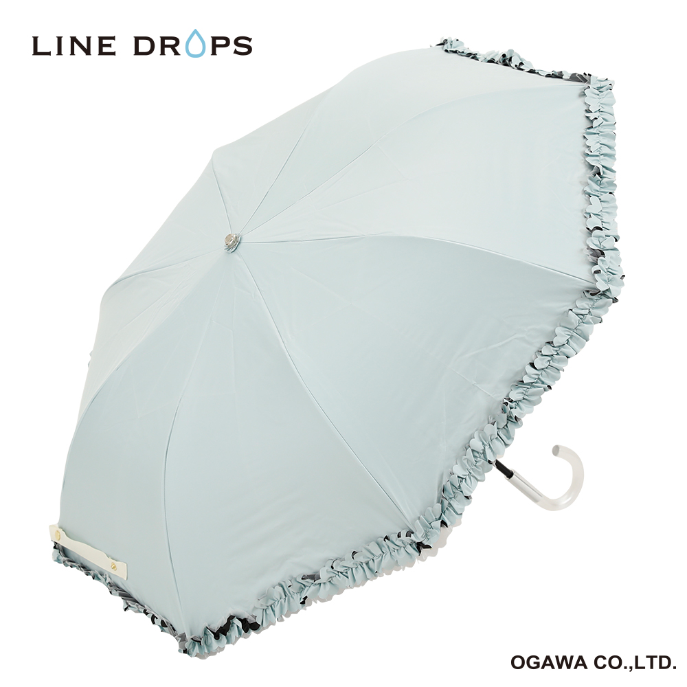 フリルパラソル　二段折りたたみ傘
