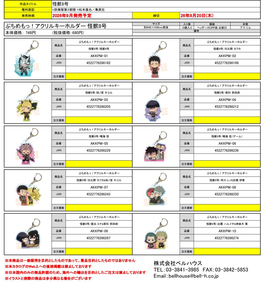 ぷちめもっ！アクリルキーホルダー 怪獣8号