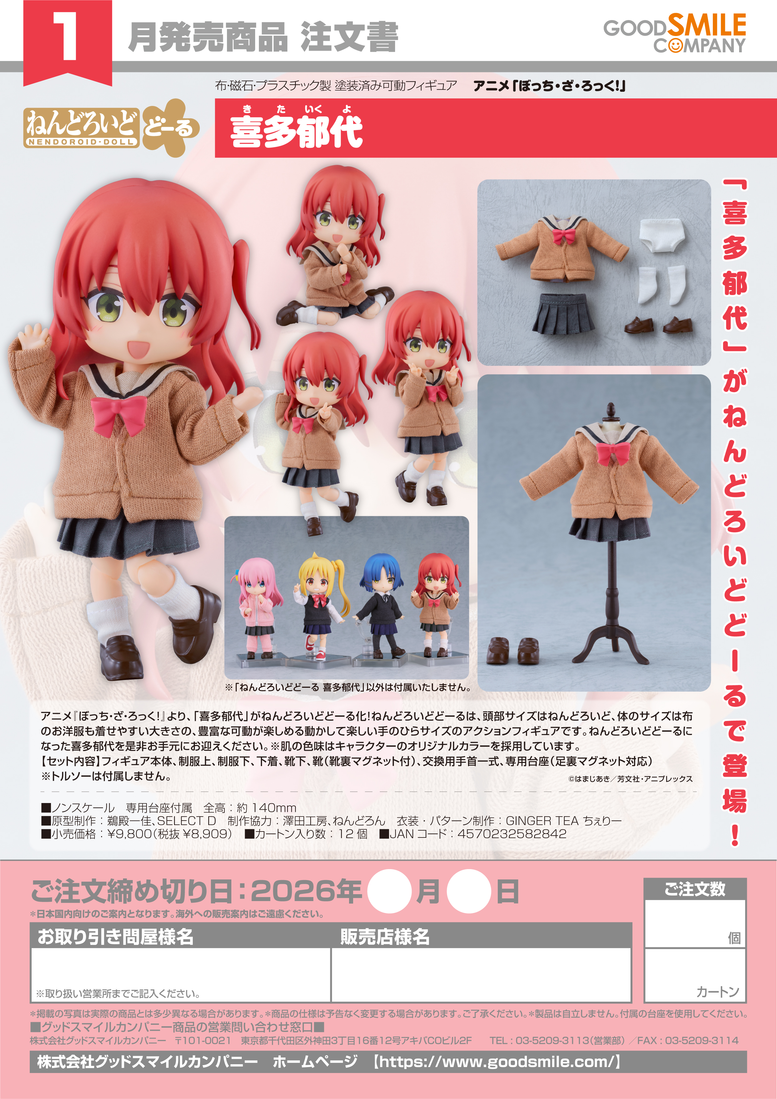 ねんどろいどどｰる 喜多郁代(ｱﾆﾒ「ぼっち･ざ･ろっく!」)