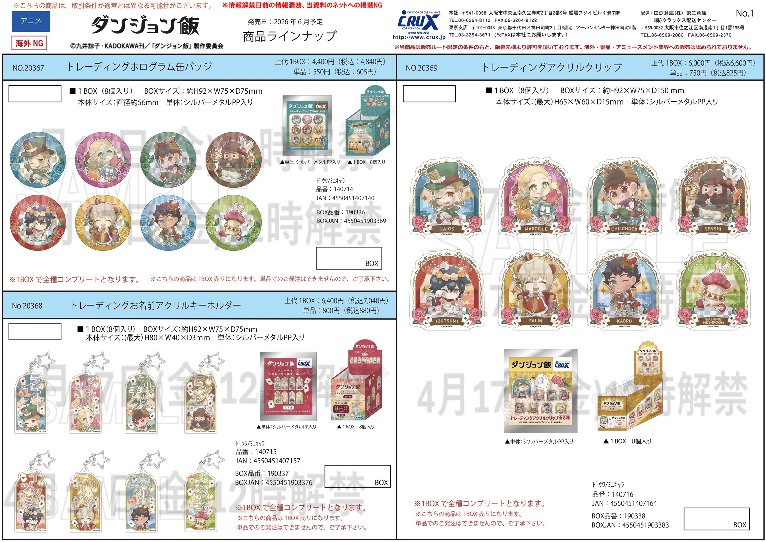 ダンジョン飯　トレーディングアクリルクリップ　童話　ミニキャラ