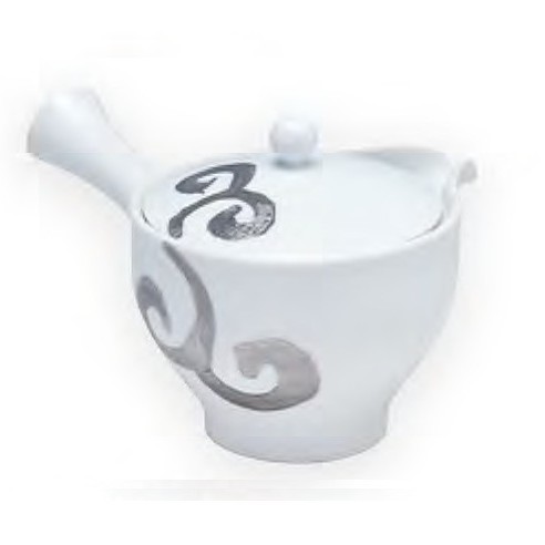 白磁プラチナ唐草　急須(茶コシ付)
