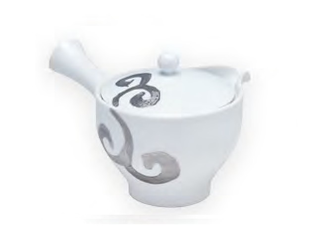 白磁プラチナ唐草急須(茶コシ付)