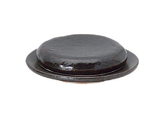 黒六寸穴明き台皿