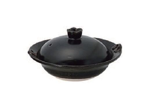 黒釉花つまみ瓢鍋