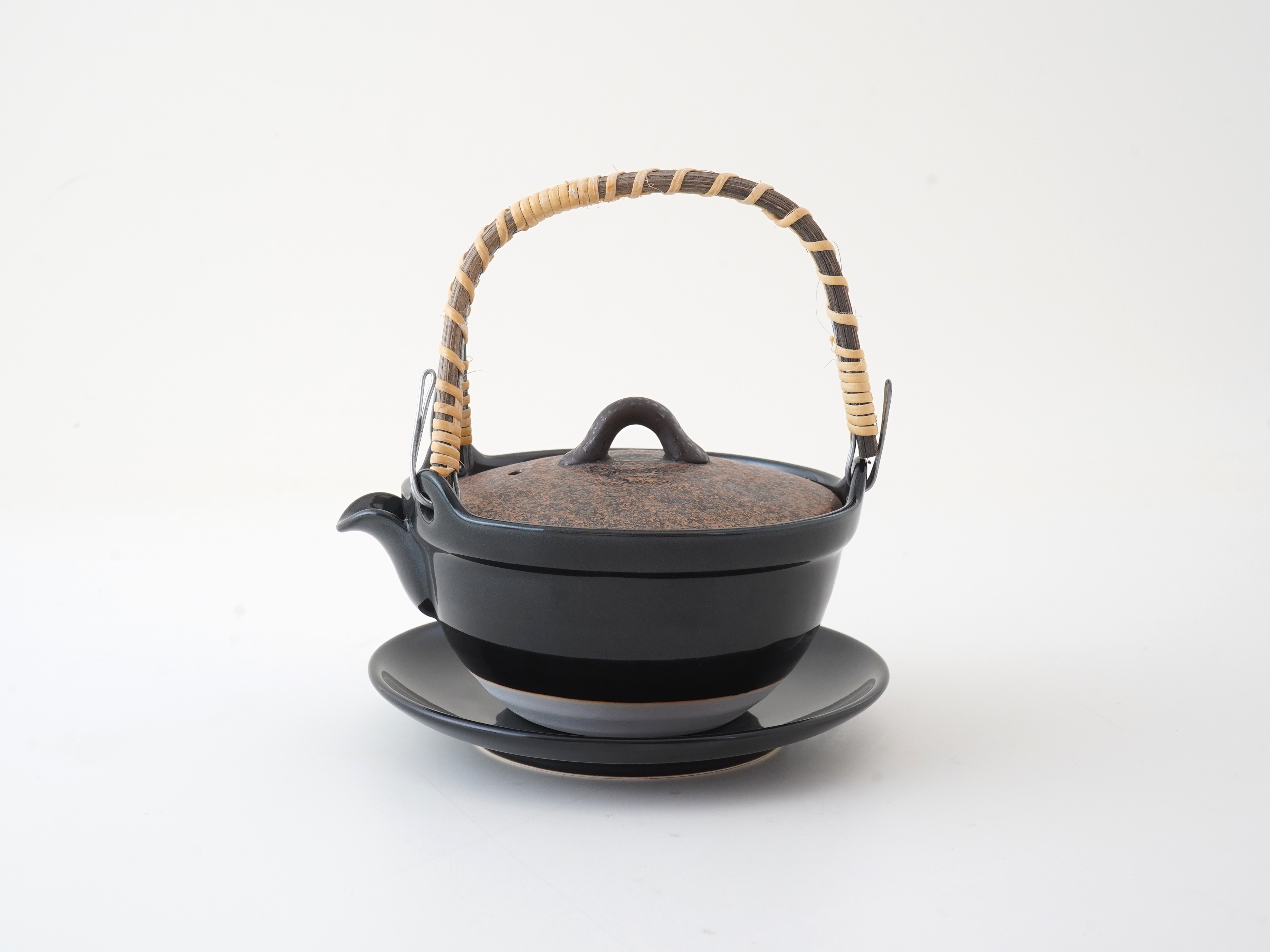 黒釉黒南蛮ブロンズたたき台付丸土瓶むし(小)