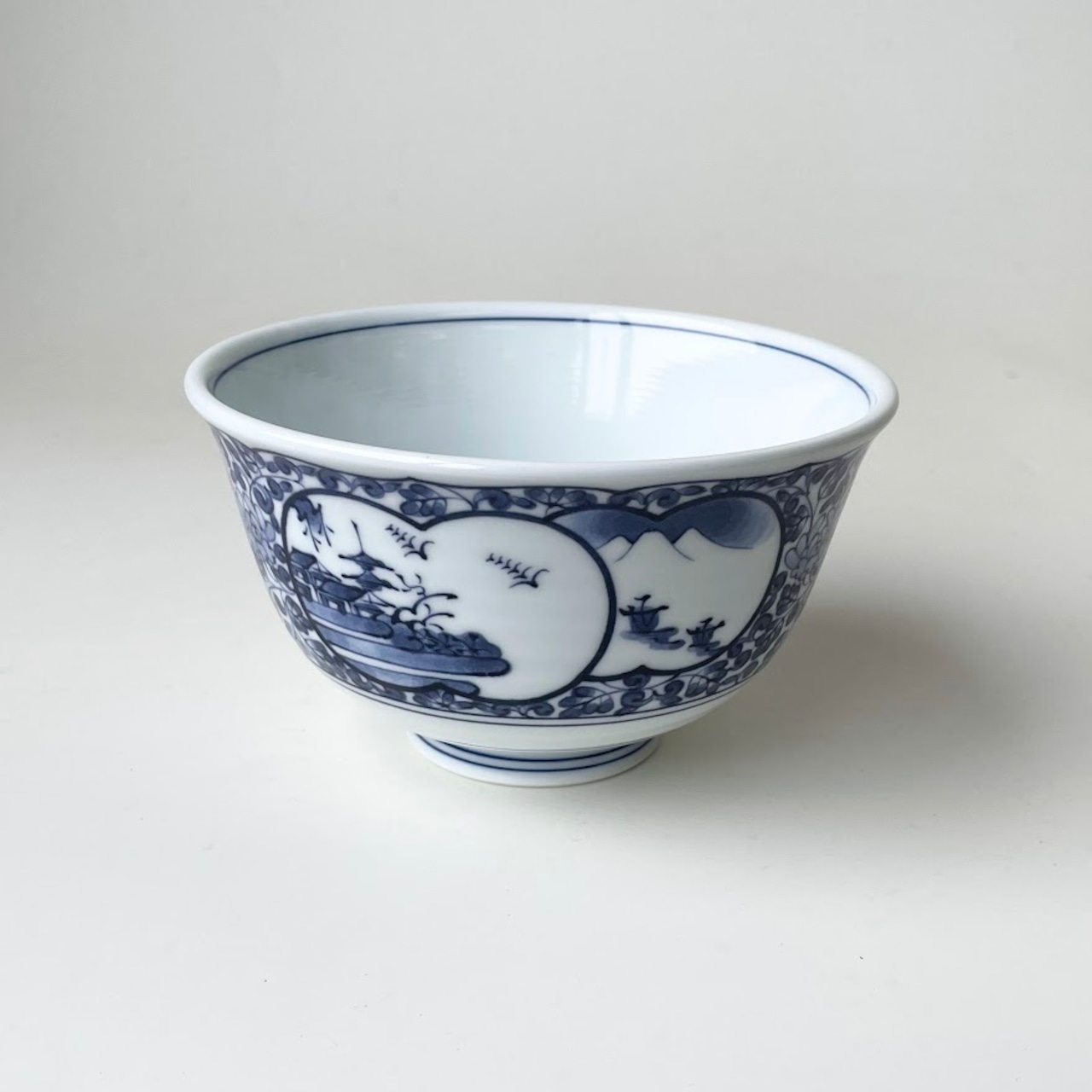 染付間取山水百景四・五寸丼