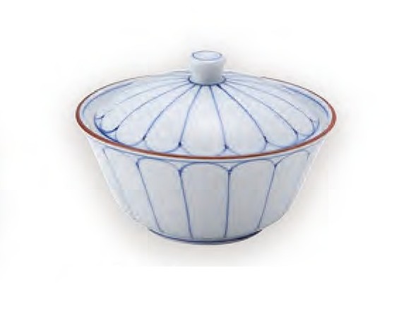 呉須線菊割朝顔型小蓋物