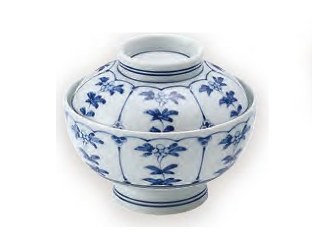 染付割草花蓋物