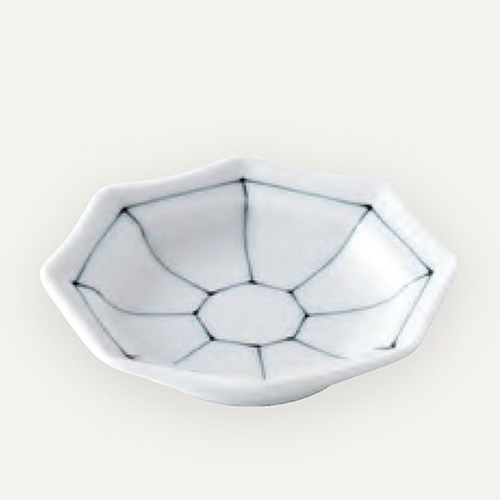 染付線割　八角小皿(黒)