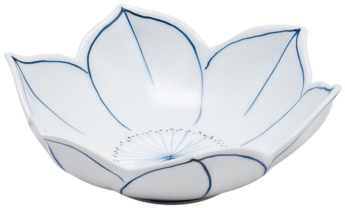 染付花紋鉄仙花型小鉢