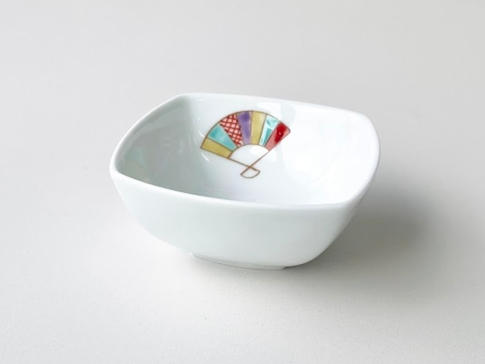 色絵扇　角小付