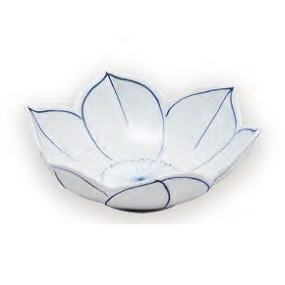 染付花紋鉄仙花型小鉢