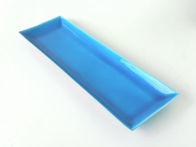 浅葱交趾長角皿