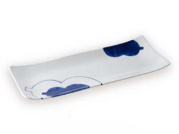 ひょうたん(青)　長角皿