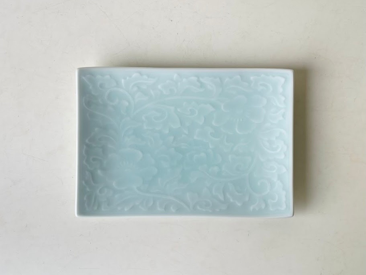 青白磁更紗紋　銘々皿