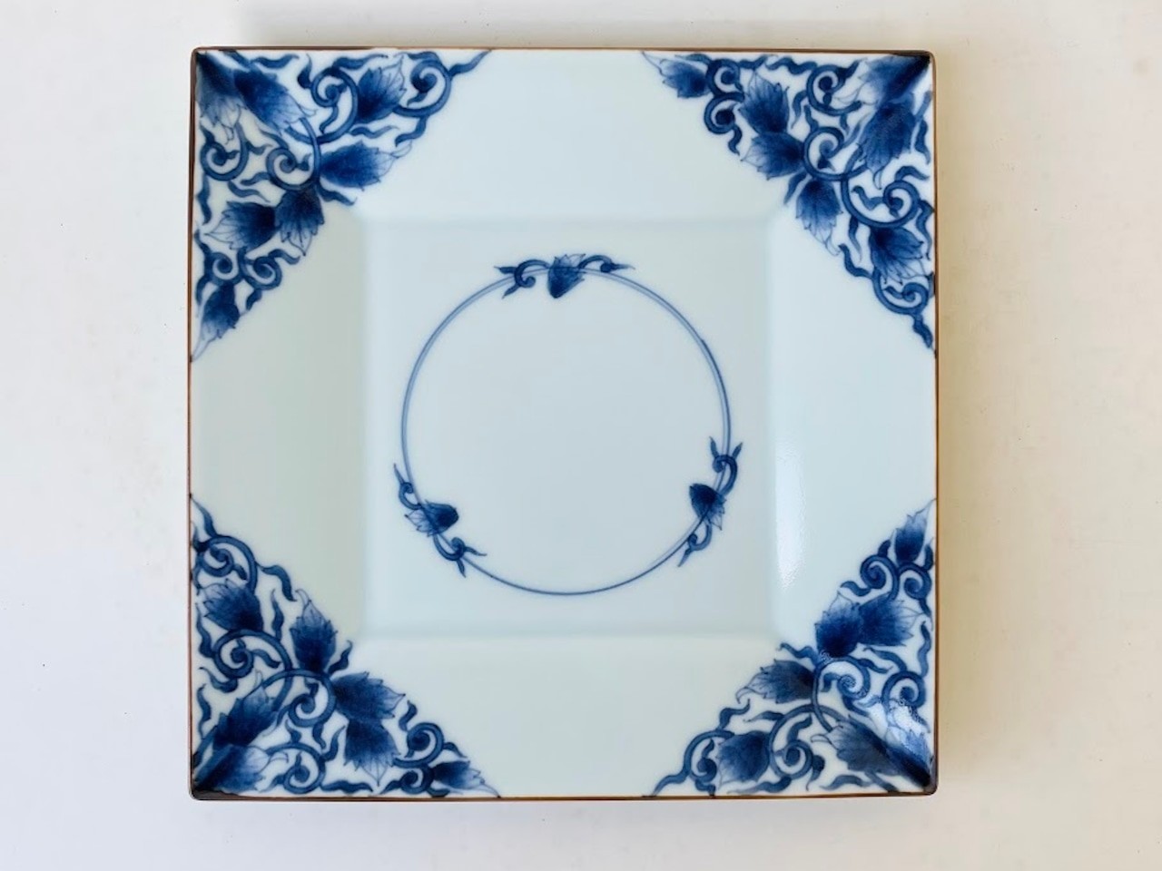 古染唐草正角皿(大)