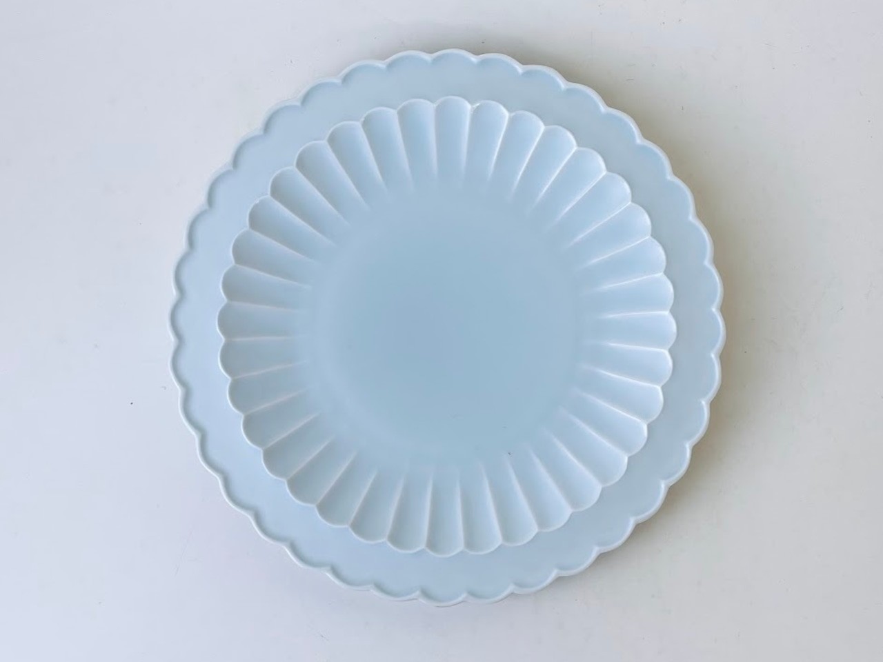 青磁マット内菊彫六寸和皿