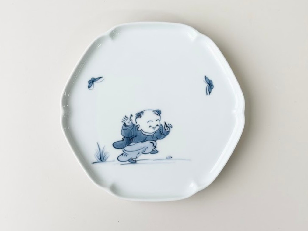 遊び唐子 渕立六方皿