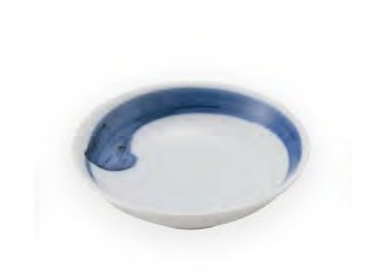 染付刷毛巻四寸丸皿