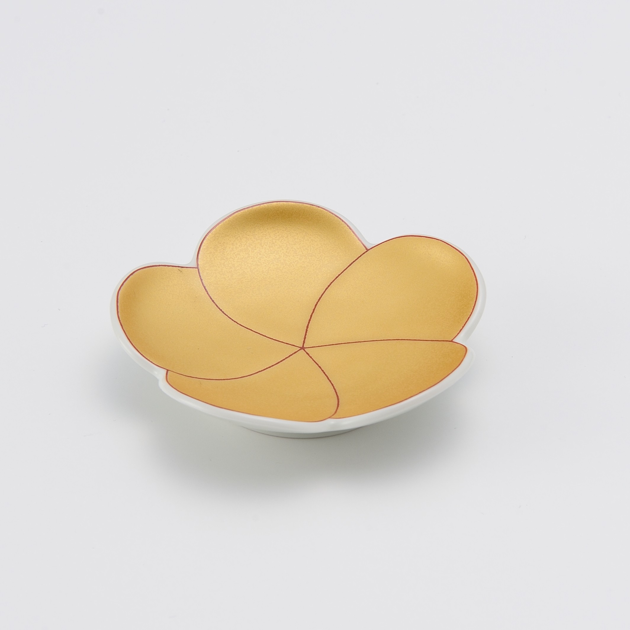 錦捻り金　梅型小皿