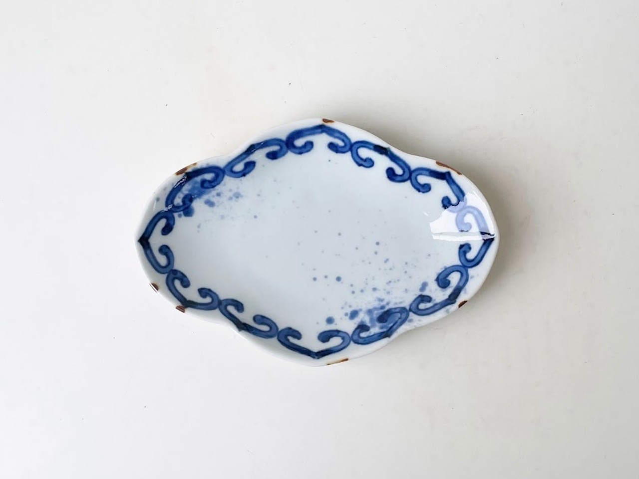 染付瑞雲菱木甲四寸小皿