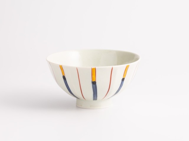 染錦黄濃十草面取り飯碗(小)