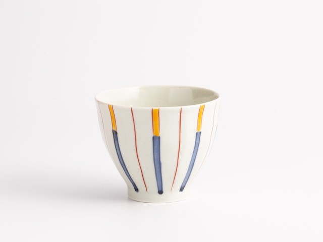 染錦黄濃十草面取り湯呑