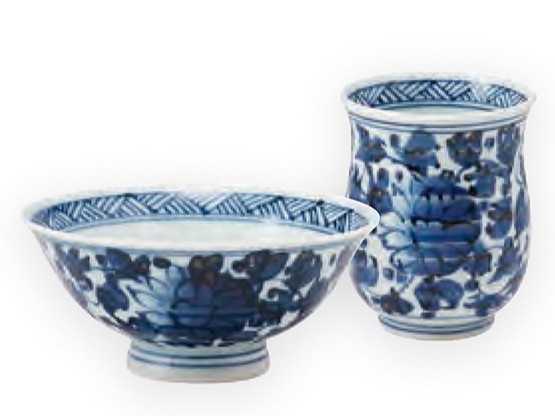 染付牡丹唐草特大湯呑