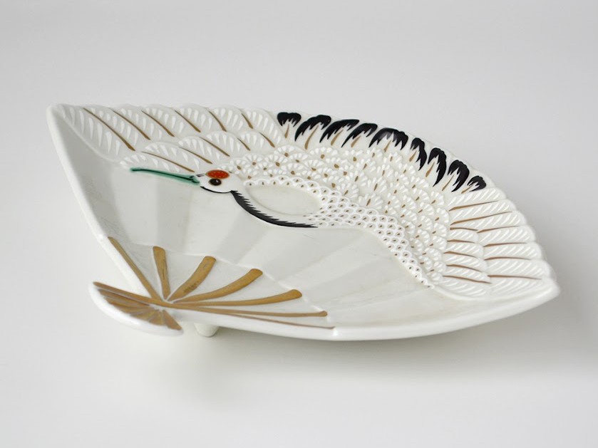 アイボリー錦鶴扇面向付