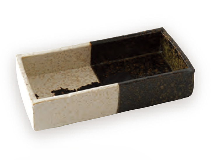 窯変釉掛分長角箱